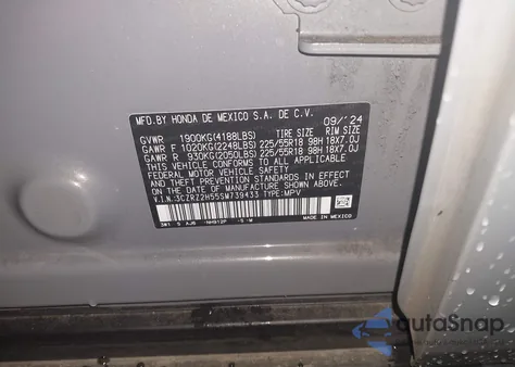 2025 Honda Hr-V Awd Sport from USA, damaged, VIN 3CZRZ2H55SM739433